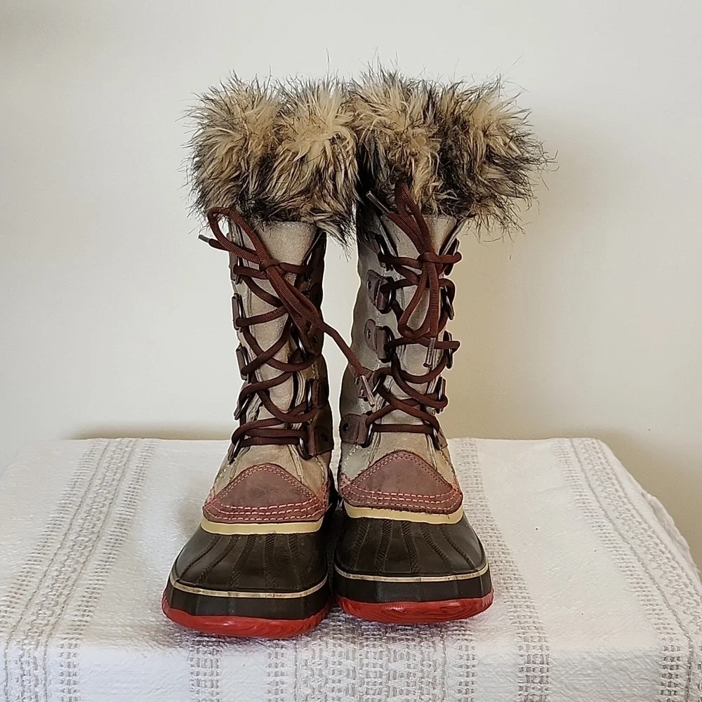 SOREL waterproof faux fur lined boots genuine leather rubber winter boots sz 7